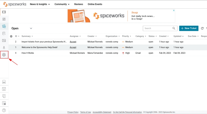 Spiceworks help desk tool
