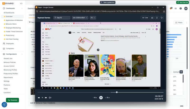 teramind Live Screen Monitoring