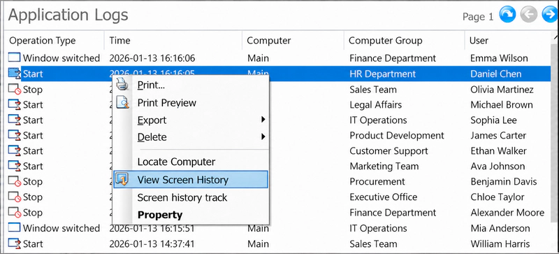 anysecura screen history viewer