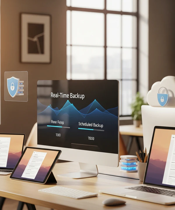 real-time, scheduled, and full-disk backups